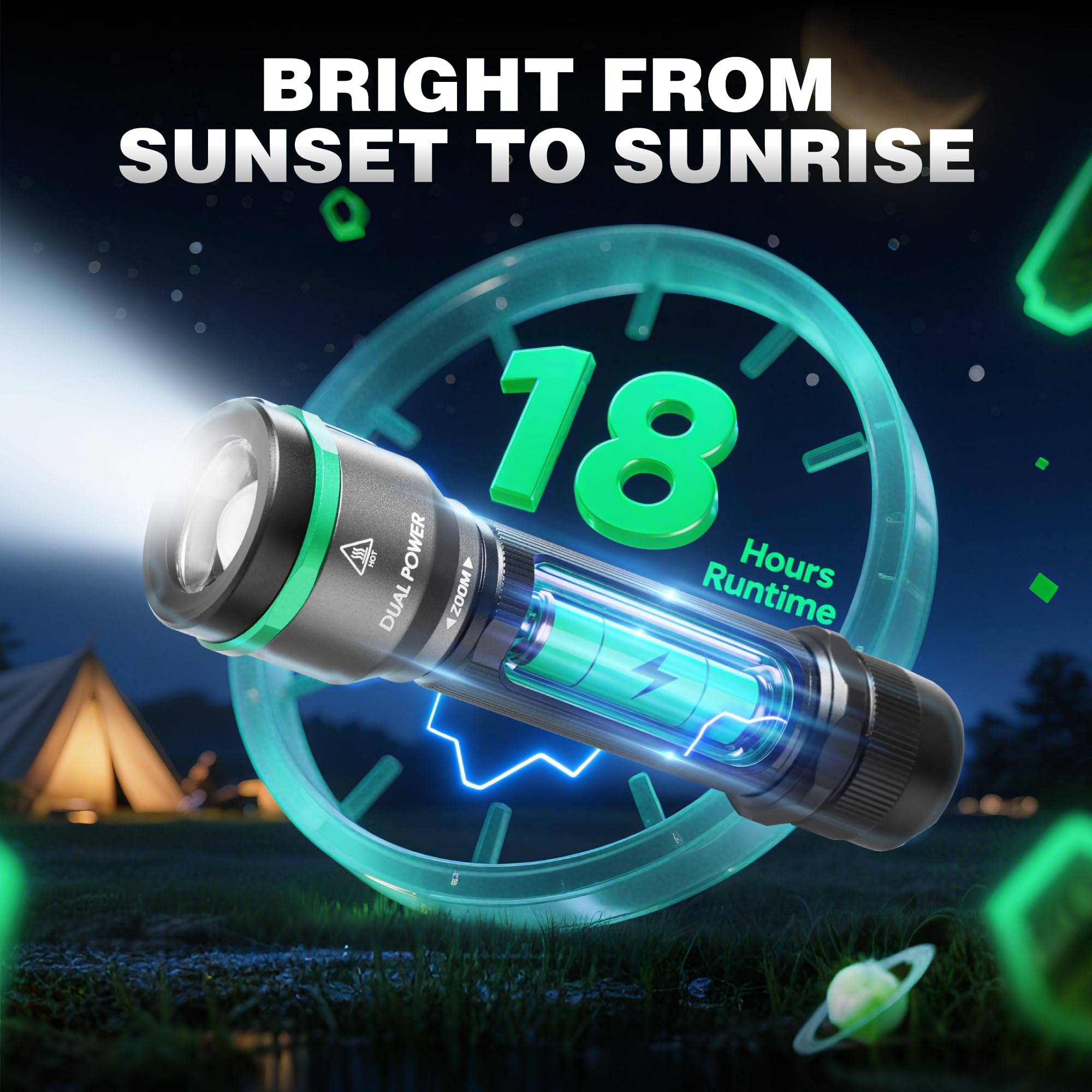 EverBrite 1000LM Small Flashlight, 5 Modes Zoomable Dual Power Flashlight, Mini Flashlights High Lumens, Rechargeable or AA Battery, Pocket Flashlight for Home, Emergency, Hiking, Camping - Image 8