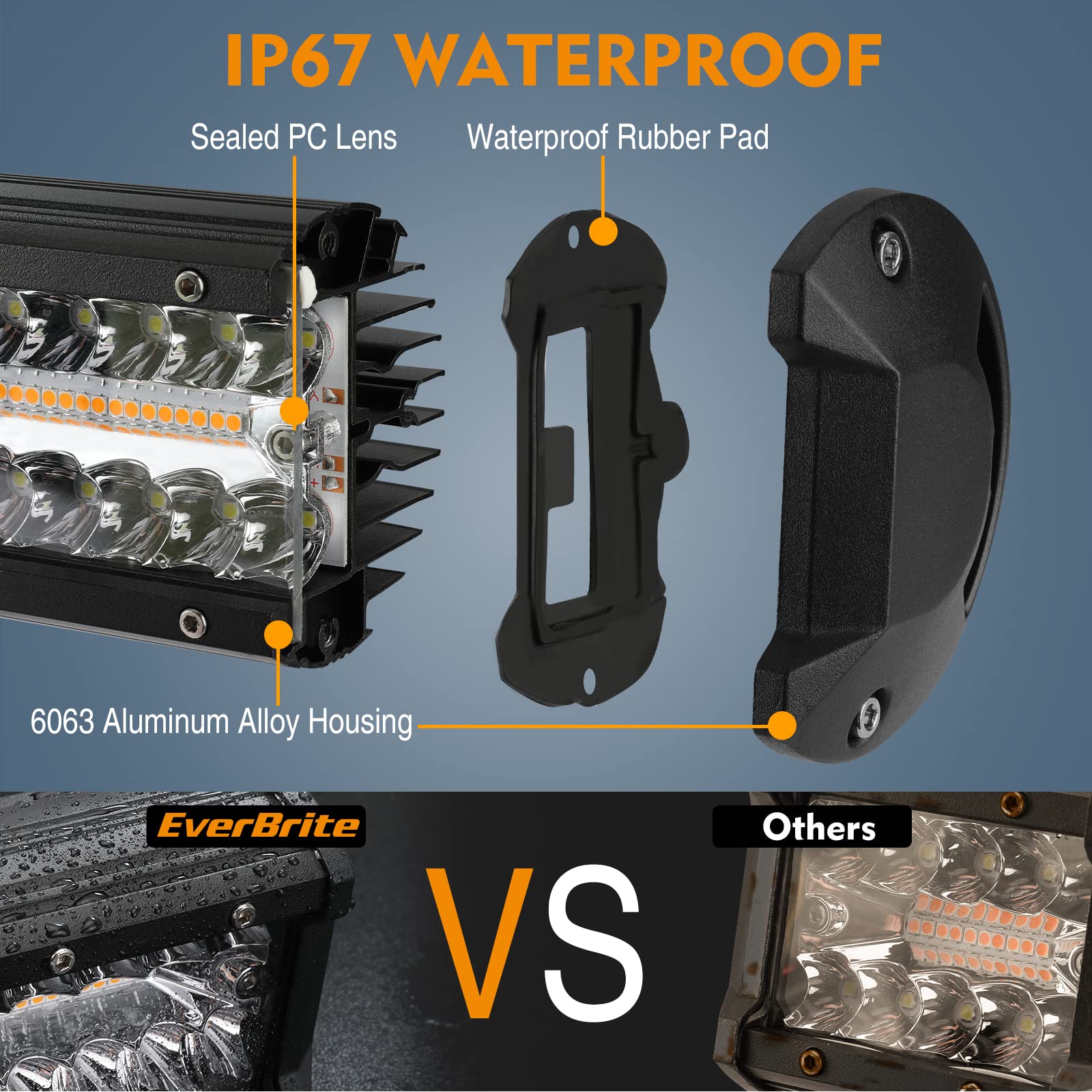 EverBrite 12 Inch 300W Light Bar, Spot Flood White/Amber/Strobe 6 Modes with Memory Function, Off Road Fog Driving Work Light for Truck Car with 16AWG Wiring Harness Kit - Image 4