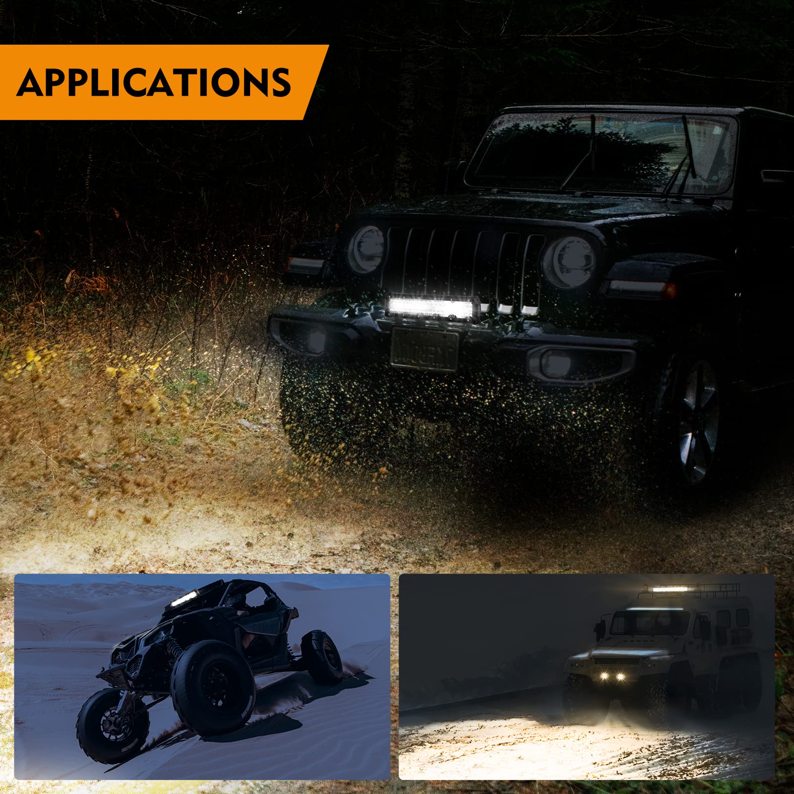 EverBrite 12 Inch 300W Light Bar, Spot Flood White/Amber/Strobe 6 Modes with Memory Function, Off Road Fog Driving Work Light for Truck Car with 16AWG Wiring Harness Kit - Image 7