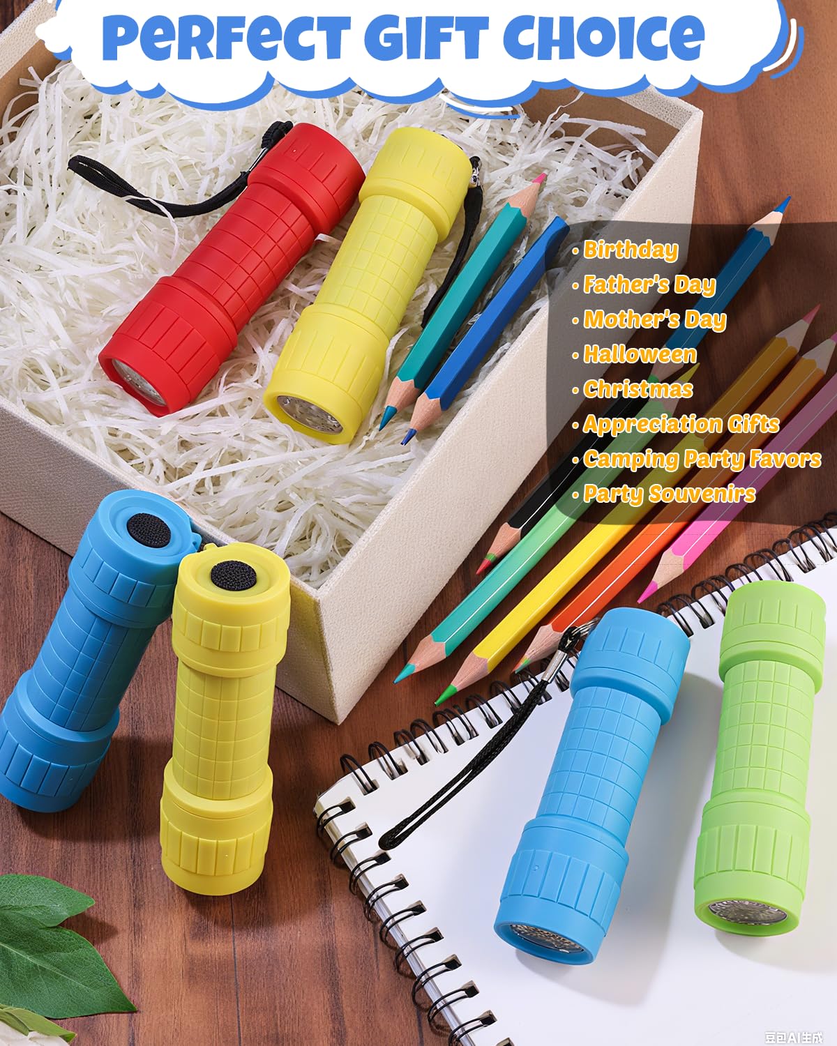 EverBrite 16-Pack Mini LED Flashlight Set, Small Flash Lights Assorted 4 Colors, 48 AAA Batteries Included, for Emergency, Camping, Hiking, Outdoor Activities, Bulk Holiday Gifts - Image 3