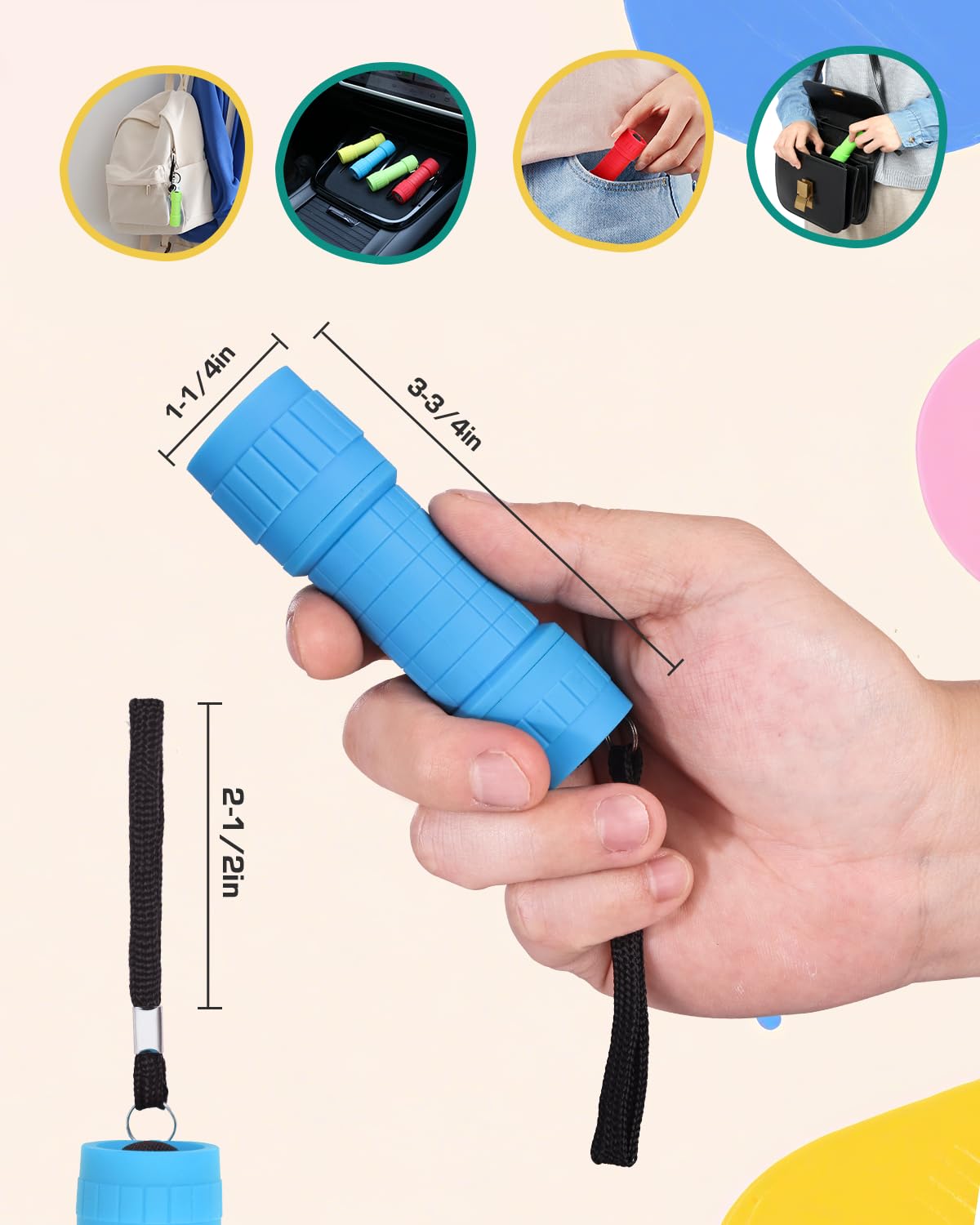 EverBrite 16-Pack Mini LED Flashlight Set, Small Flash Lights Assorted 4 Colors, 48 AAA Batteries Included, for Emergency, Camping, Hiking, Outdoor Activities, Bulk Holiday Gifts - Image 5