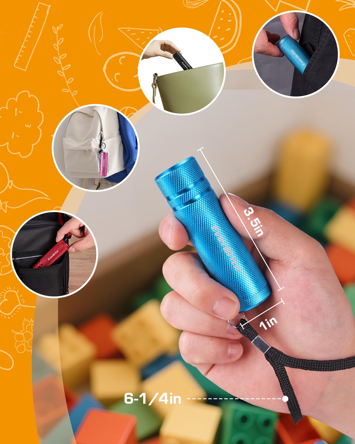 EverBrite 30-Pack Mini Flashlight Set, Aluminum LED Handheld Torches with Lanyard, Assorted Colors, 90xAAA Batteries Included for Emergency, Night Reading, Camping, Power Outage, Bulk Holiday Gifts - Image 5