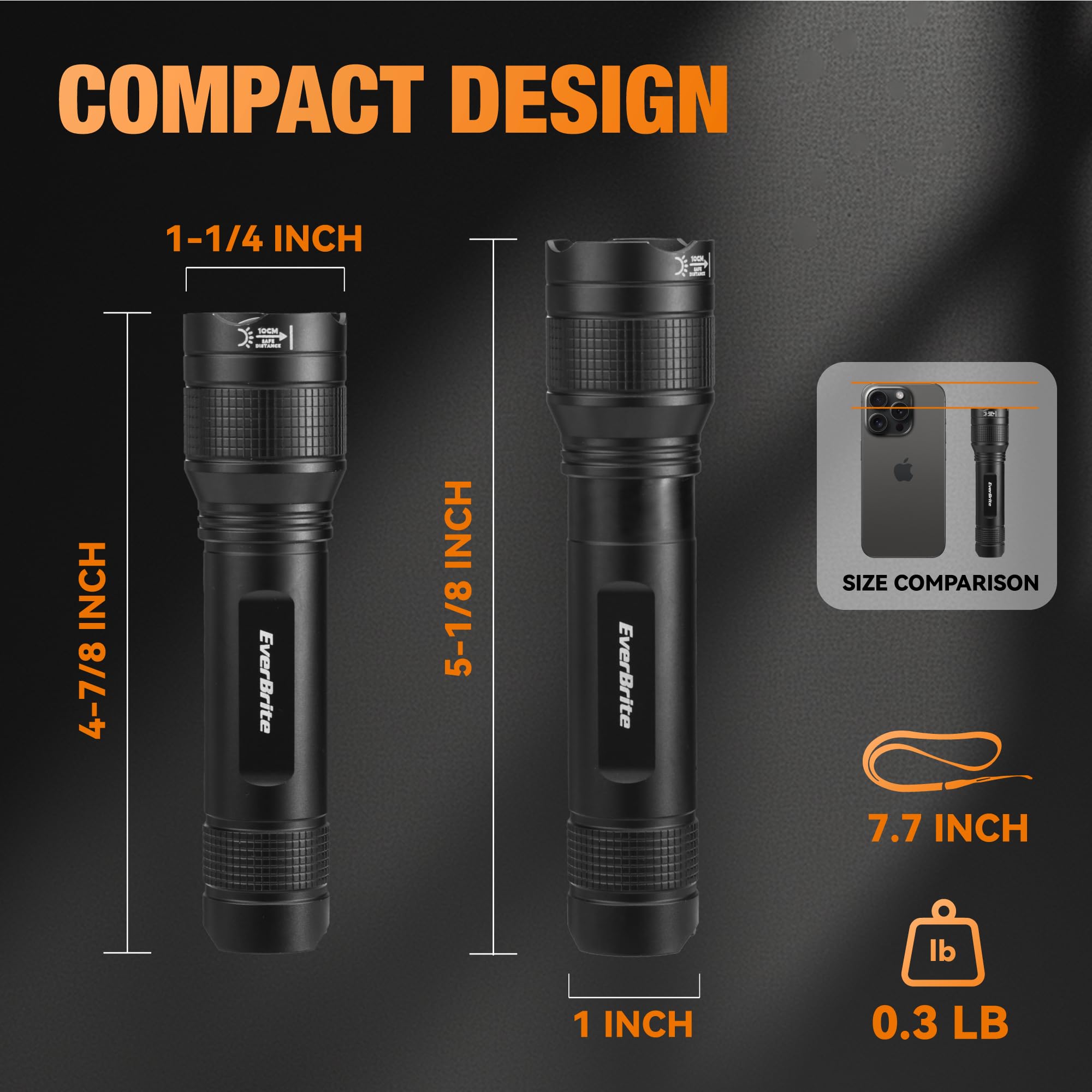 EverBrite 3000LM Rechargeable LED Flashlight – Super Bright & High Lumen Flashlight with 5 Modes, Memory Function, Power Indicator, Zoomable – Compact Small Light for Home, Hiking & Emergencies - Image 7