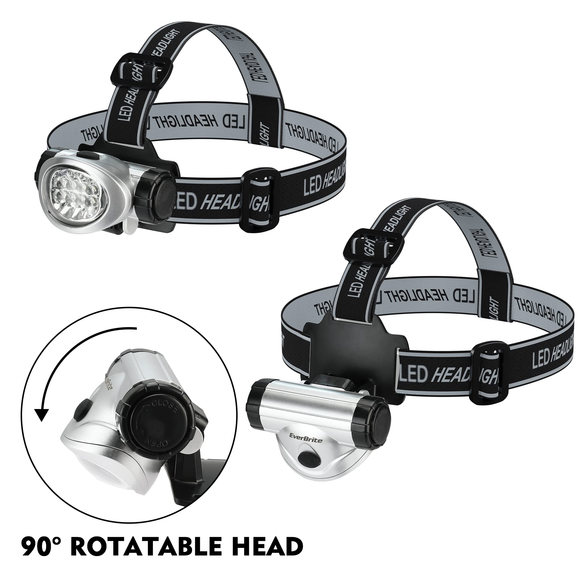 EverBrite 5-Pack LED Headlamp, 4 Lighting Modes, Pivoting Head with Adjustable Headband, Perfect for Running, Camping and Hiking, Batteries Included - Image 3
