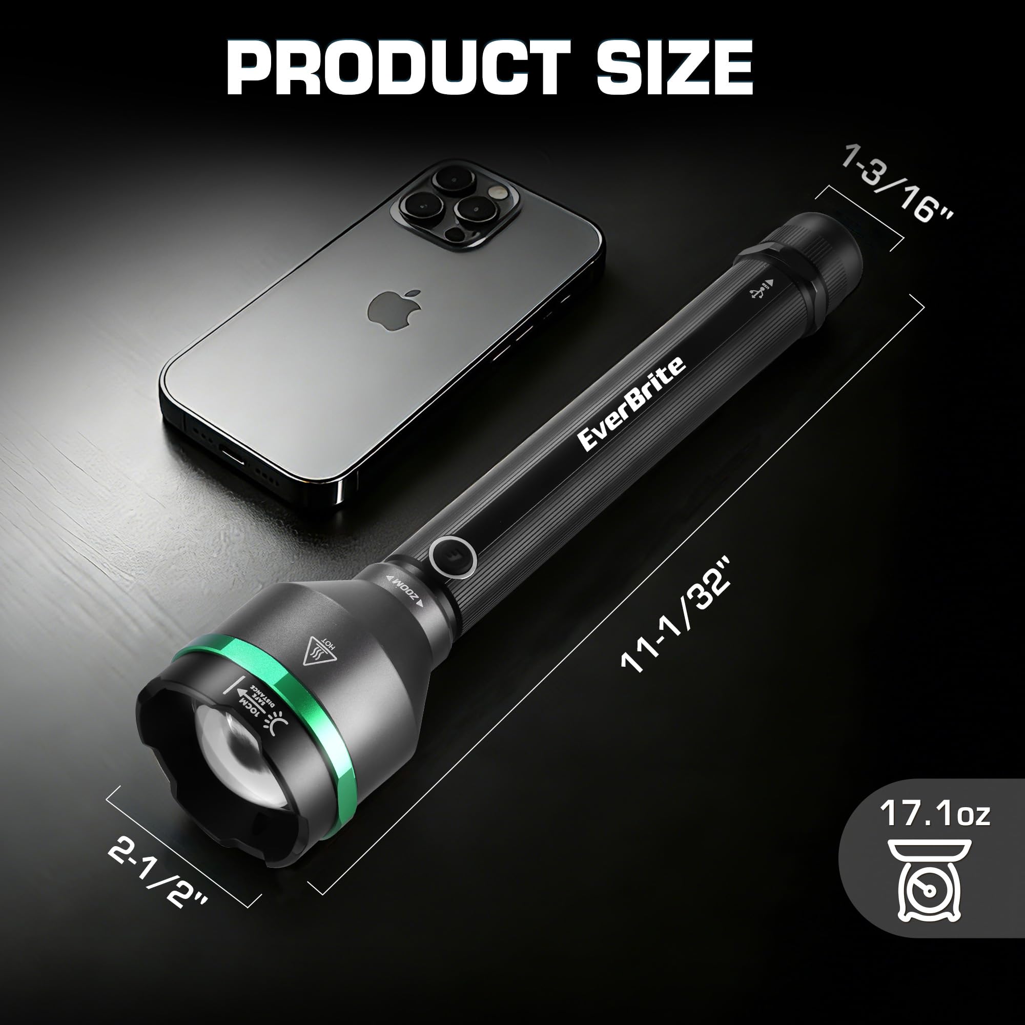 EverBrite 5000 High Lumens Rechargeable Flashlight, 5 Modes Zoomable Tactical Flash Light High Powered, LED Super Bright Spotlight for Hunting Hiking Camping Home Emergency& Survival Gear - Image 3