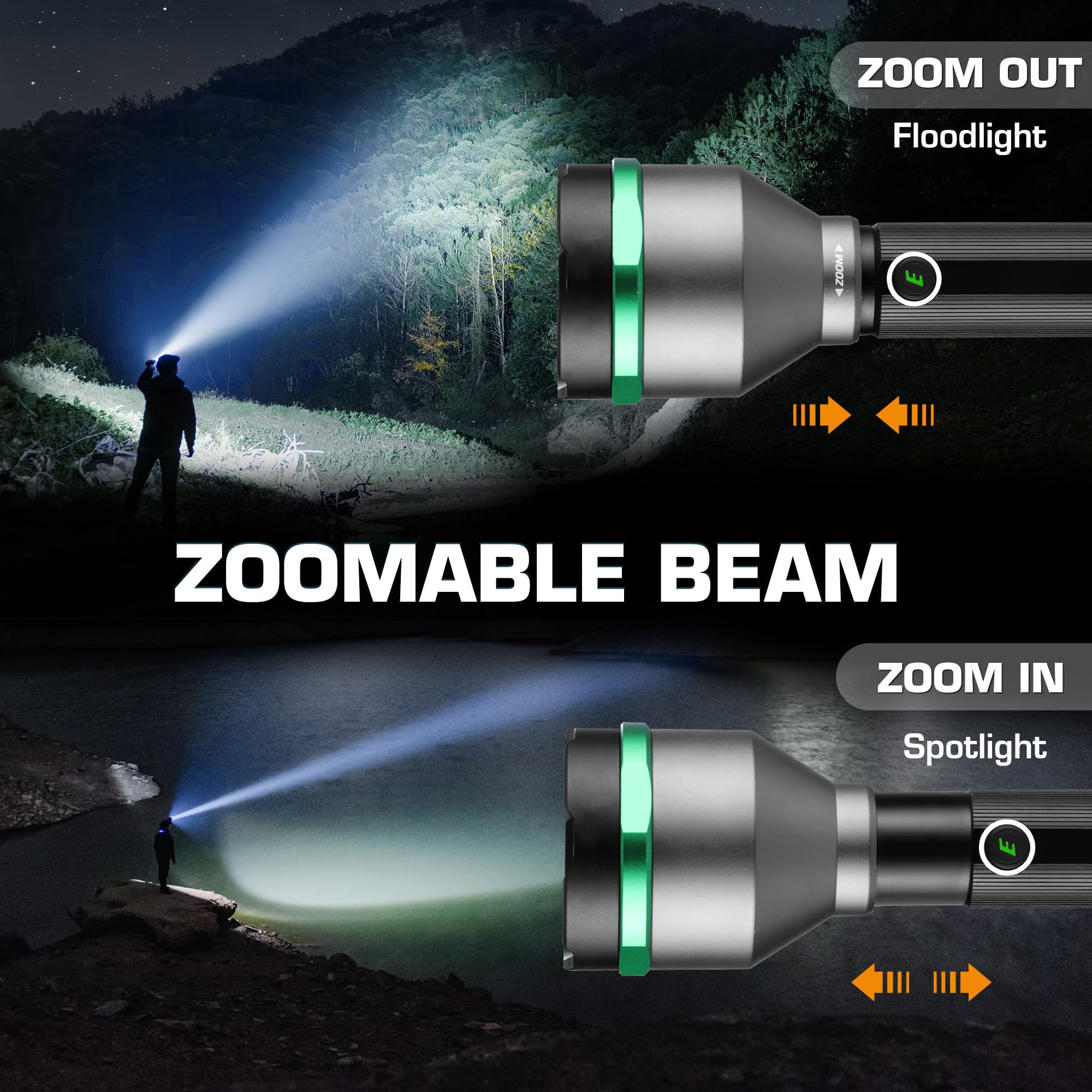 EverBrite 5000 High Lumens Rechargeable Flashlight, 5 Modes Zoomable Tactical Flash Light High Powered, LED Super Bright Spotlight for Hunting Hiking Camping Home Emergency& Survival Gear - Image 4