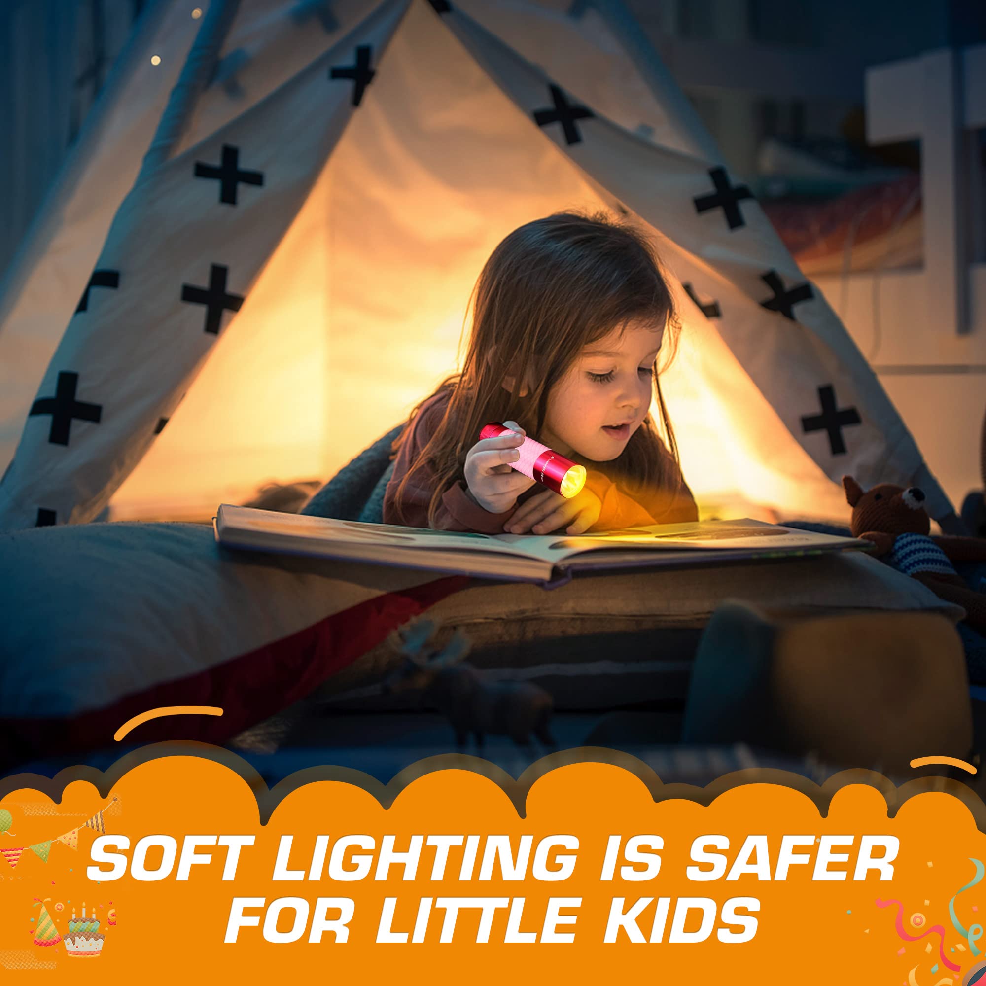 EverBrite 6-Pack Mini Flashlights, Glow in Dark Flashlights, Aluminum LED Flashlights Party Favors Assorted Colors for Camping, Hiking, Indoor, 18XAAA Batteries Included - Image 8