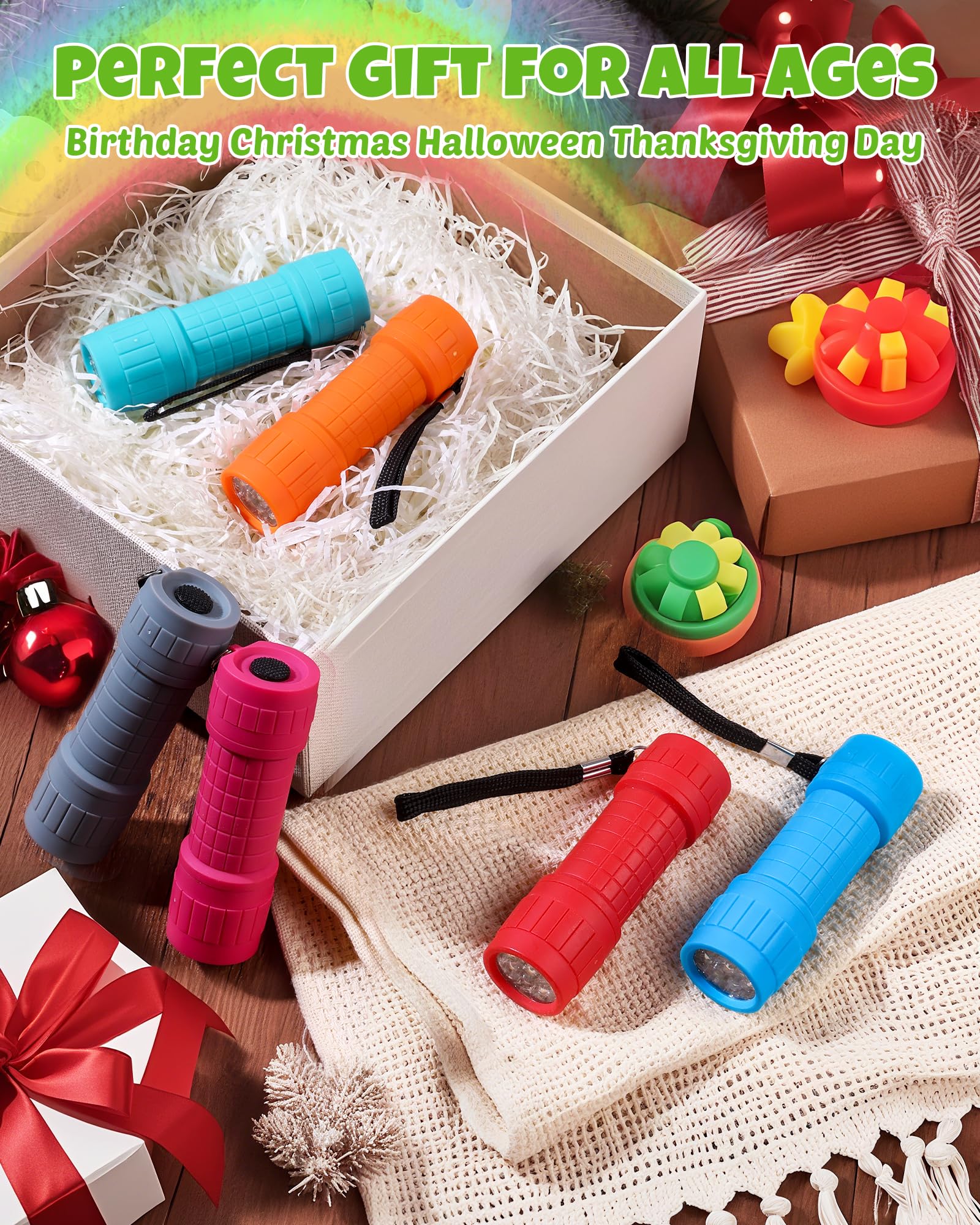 EverBrite 9-LED Flashlight 6-Pack Impact Handheld Torch Assorted Colors with Lanyard 3AAA Battery Included (Hurricane Supplies, Camping, Hiking, Emergency, Hunting) - Image 6