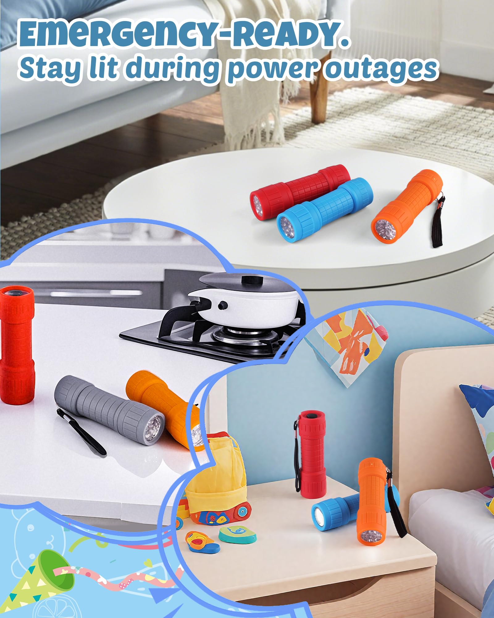 EverBrite 9-LED Flashlight 6-Pack Impact Handheld Torch Assorted Colors with Lanyard 3AAA Battery Included (Hurricane Supplies, Camping, Hiking, Emergency, Hunting) - Image 7