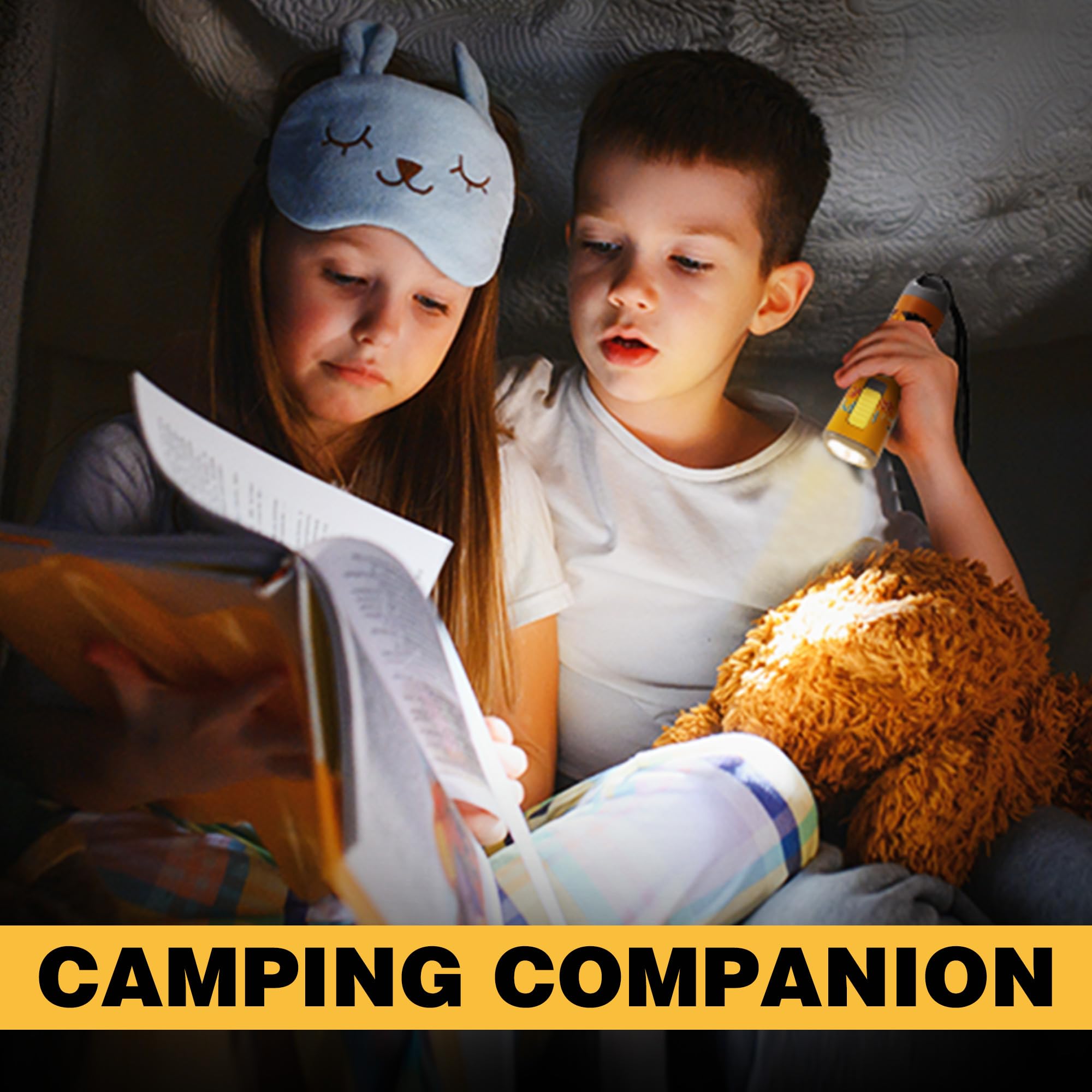 EverBrite Halloween Flashlights 4-Pack Halloween Gifts, Small LED Flash Light Handheld Torch with Lanyard 12AAA Battery Included, Mixed Color - Image 3