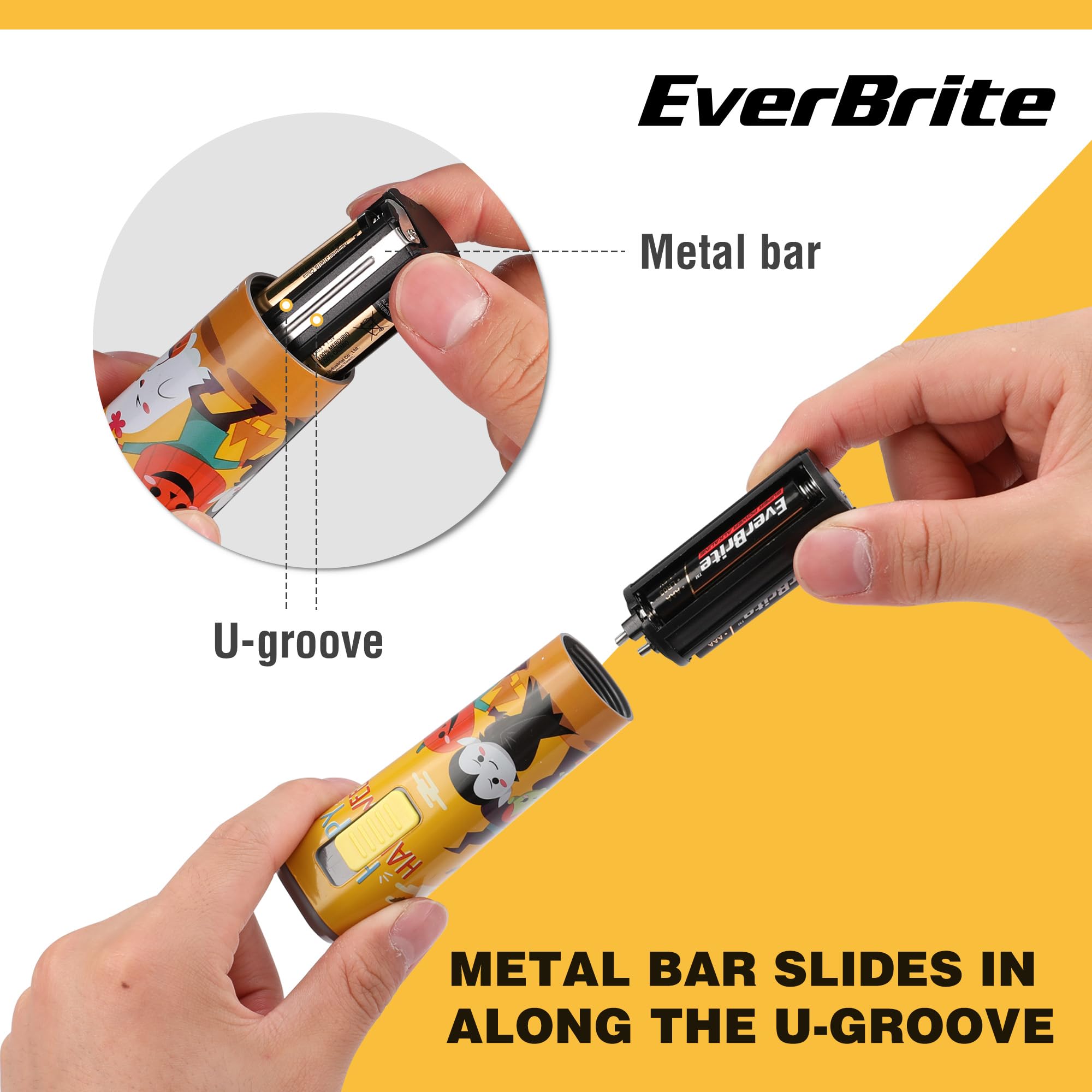 EverBrite Halloween Flashlights 4-Pack Halloween Gifts, Small LED Flash Light Handheld Torch with Lanyard 12AAA Battery Included, Mixed Color - Image 5