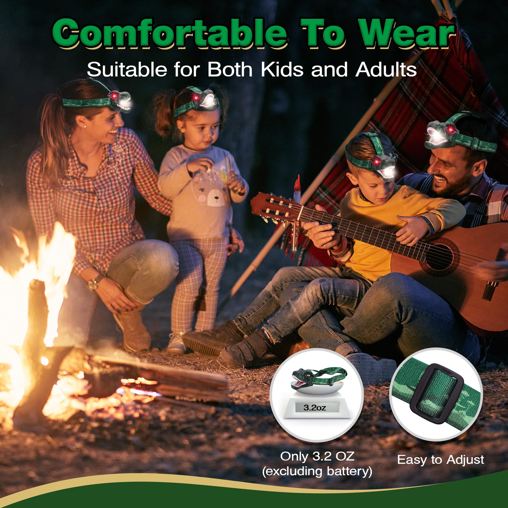 EverBrite Kids Dinosaur LED Headlamp, T-Rex Headlamp with Roar & Silent Mode, Batteries Included, Fun Hands-Free Head Light for Boys & Girls, Great Gift for Birthday, Camping, Hiking, Outdoor Play - Image 6