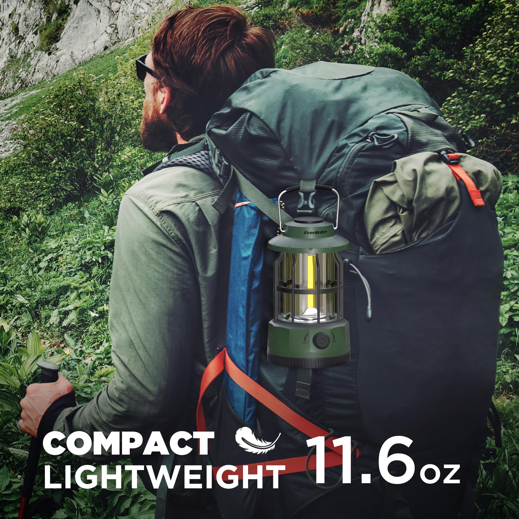 EverBrite LED Camping Lantern, USB C Rechargeable Lantern with Stepless Dimming, Vintage Portable Camping Lights & Lanterns, Lanterns for Power Outages, Hurricane, Emergency, Fishing, Home and More - Image 5