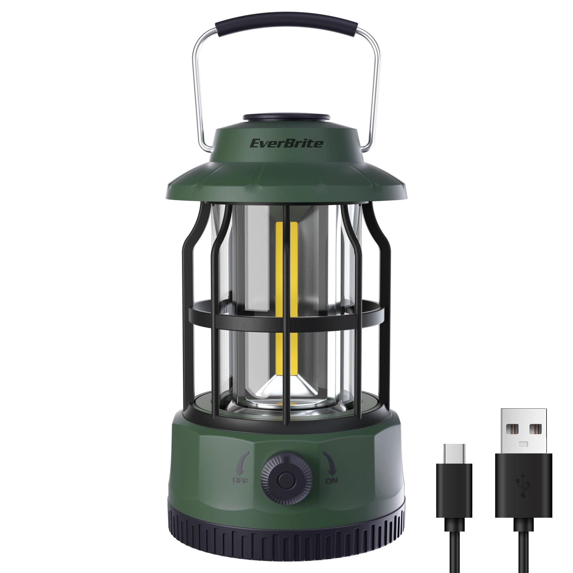 EverBrite LED Camping Lantern, USB C Rechargeable Lantern with Stepless Dimming, Vintage Portable Camping Lights & Lanterns, Lanterns for Power Outages, Hurricane, Emergency, Fishing, Home and More - Image 8