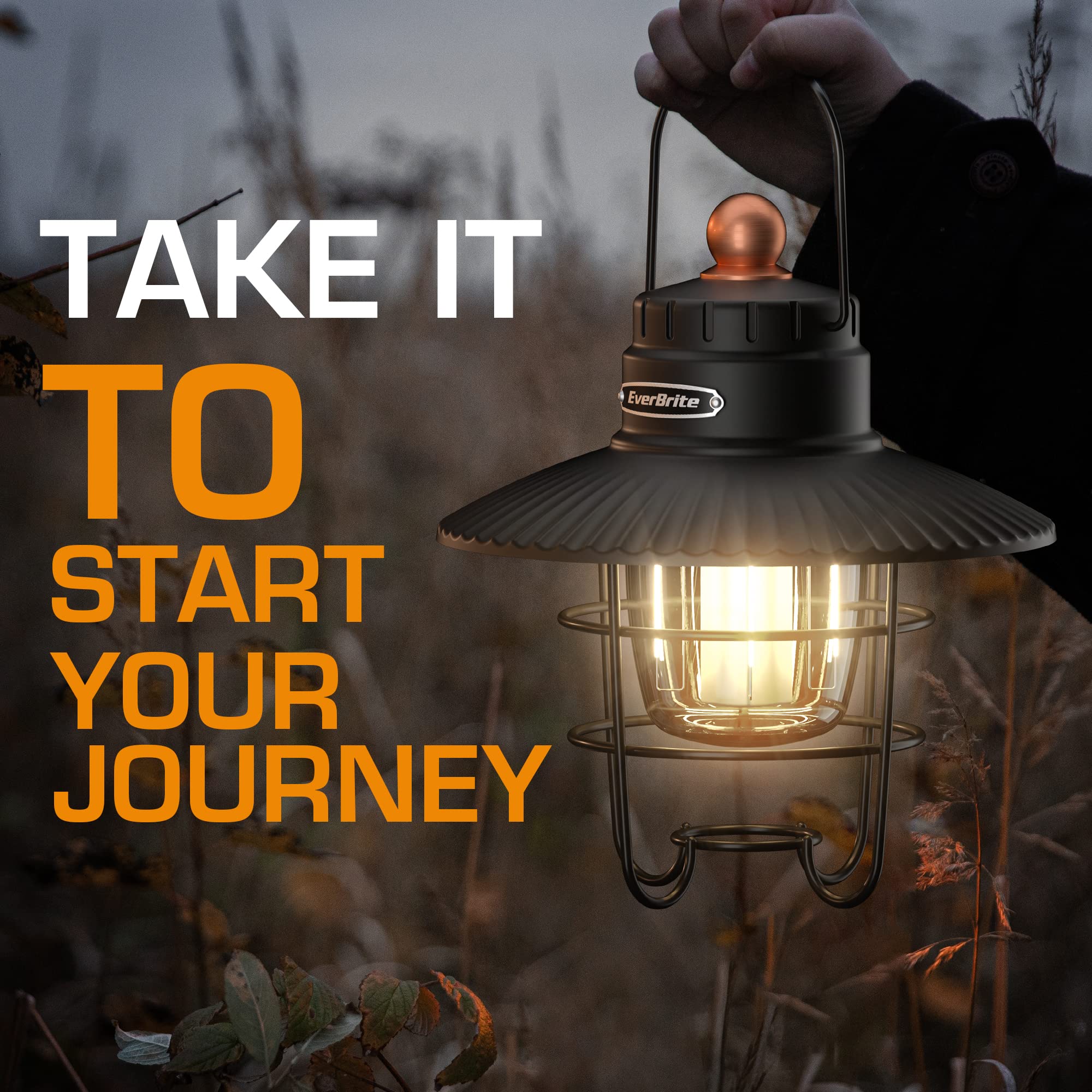 EverBrite LED Camping Lantern, USB C Rechargeable Lantern with 3 Light Modes, Vintage Outdoor Lanterns with Power Bank Function for Power Outages, Hurricane, Emergency, Fishing - Image 7