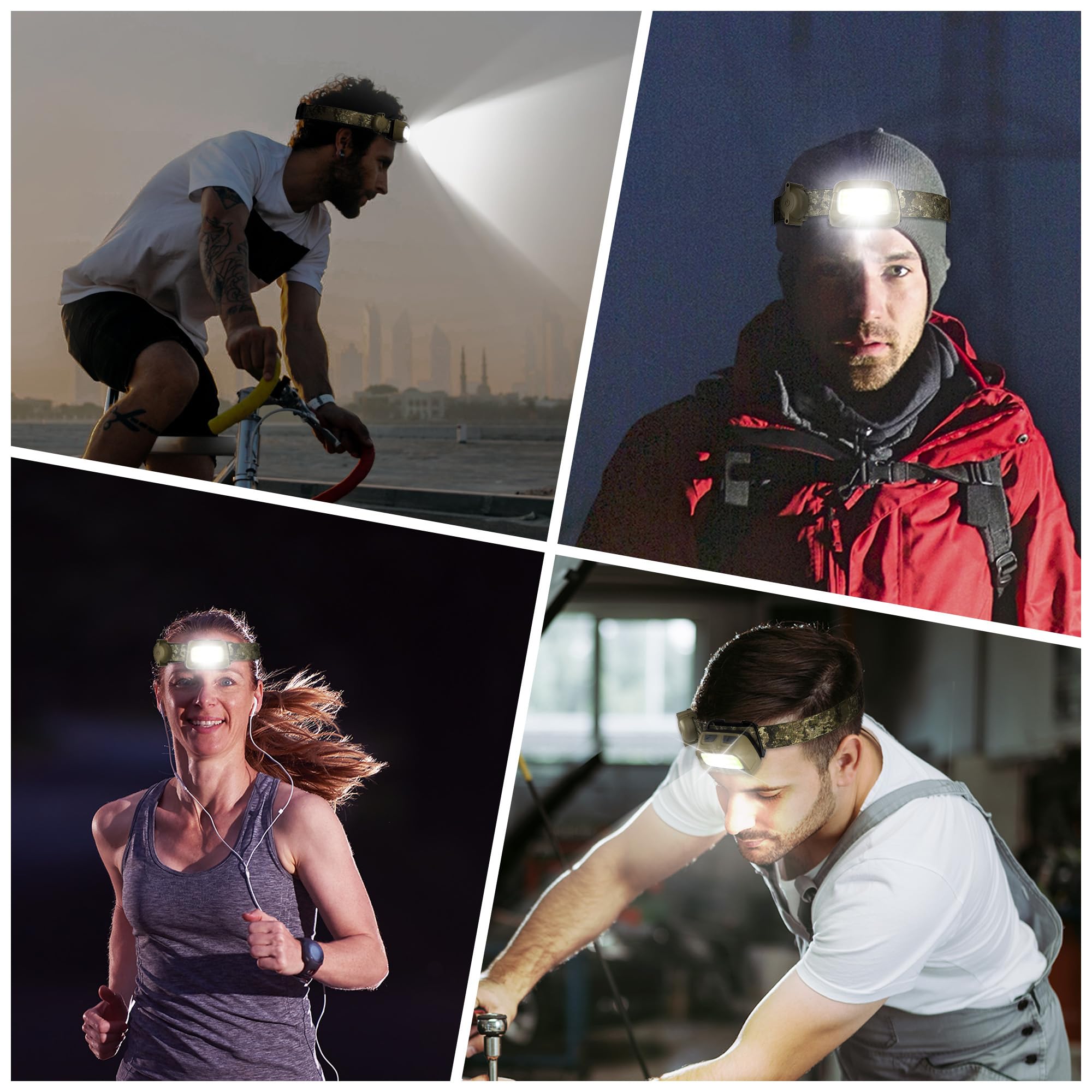 EverBrite Rechargeable Headlamp - 350 Lumens Head Lamp for Adults, 7 Modes with White/Red/Green Light, 30°Adjustable LED Headlight for Camping, Running, Hunting, and Hiking - Image 7