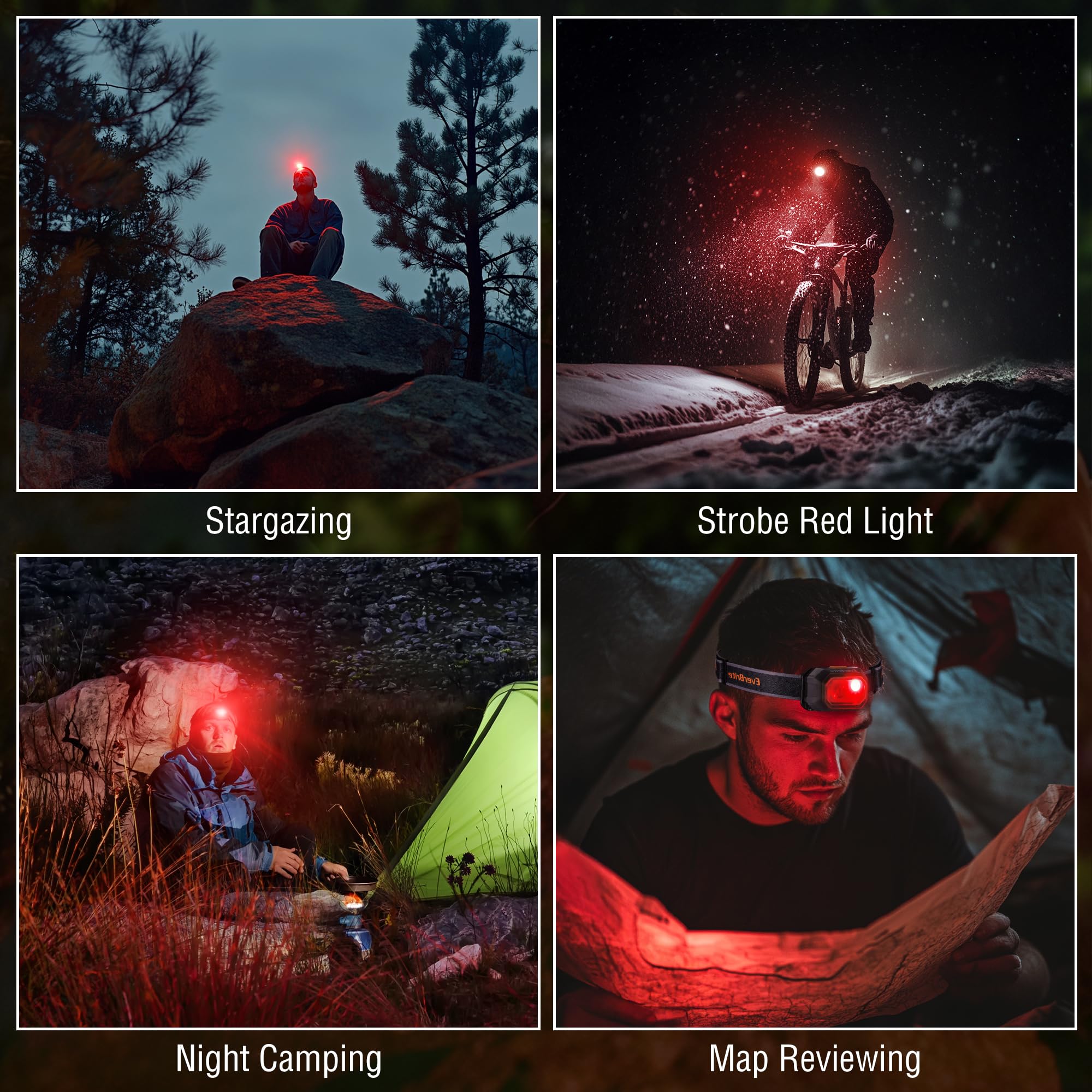 EverBrite Rechargeable Headlamp, 700 Lumens Head lamp for Adults, 6 Modes with White/Red/Green Light, 60° Adjustable LED Headlight for Hunting, Running, and Hiking - Image 3
