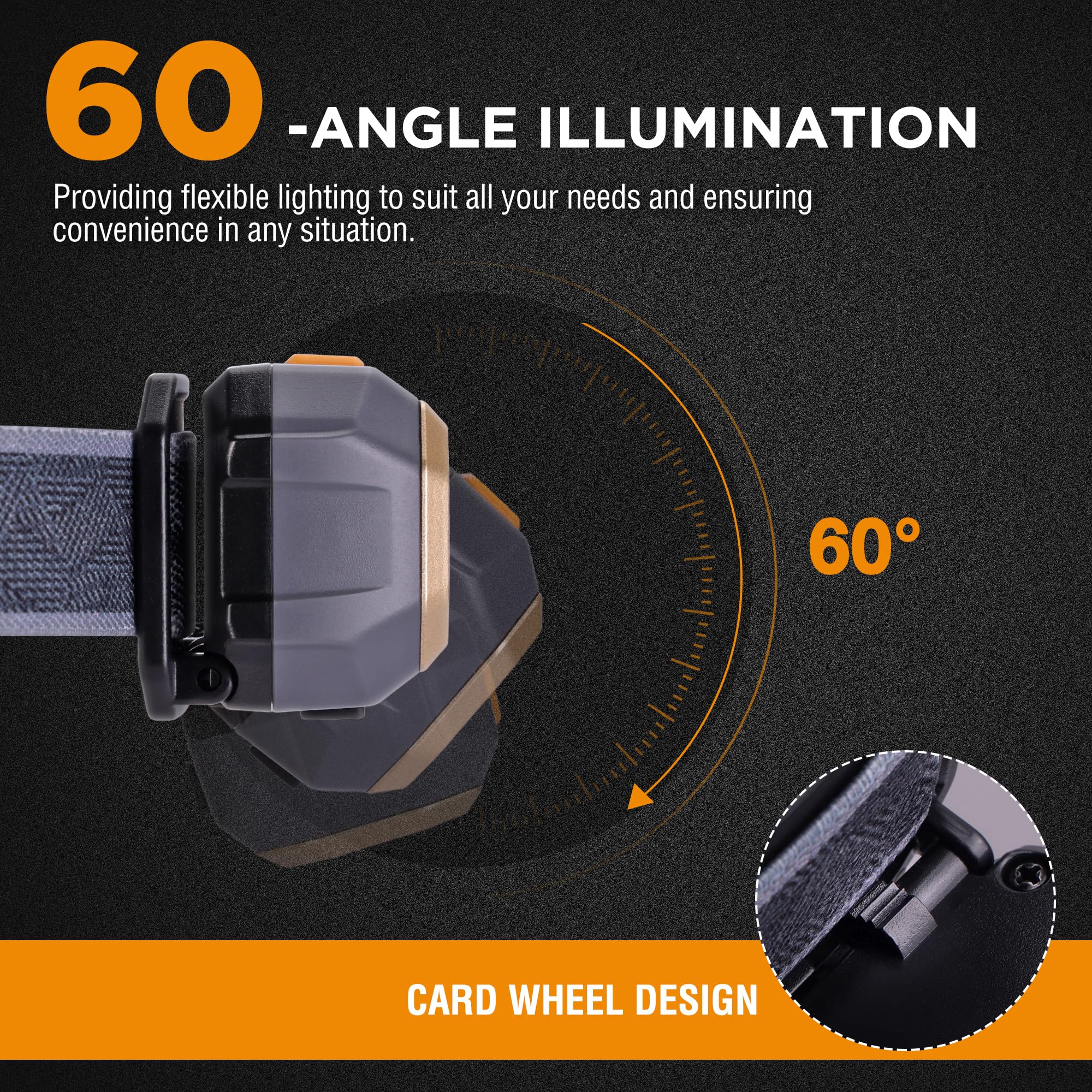 EverBrite Rechargeable Headlamp, 700 Lumens Head lamp for Adults, 6 Modes with White/Red/Green Light, 60° Adjustable LED Headlight for Hunting, Running, and Hiking - Image 6