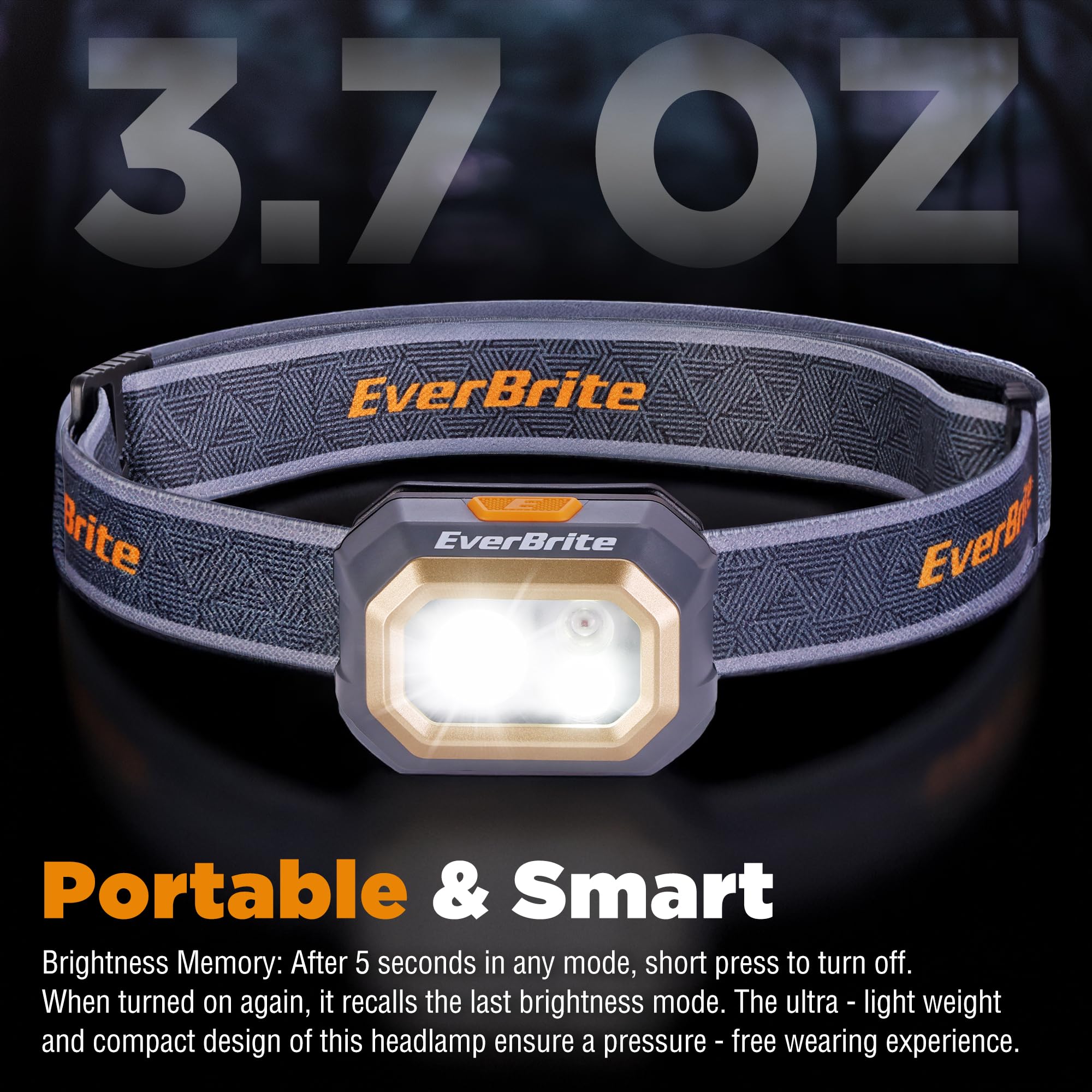 EverBrite Rechargeable Headlamp, 700 Lumens Head lamp for Adults, 6 Modes with White/Red/Green Light, 60° Adjustable LED Headlight for Hunting, Running, and Hiking - Image 8