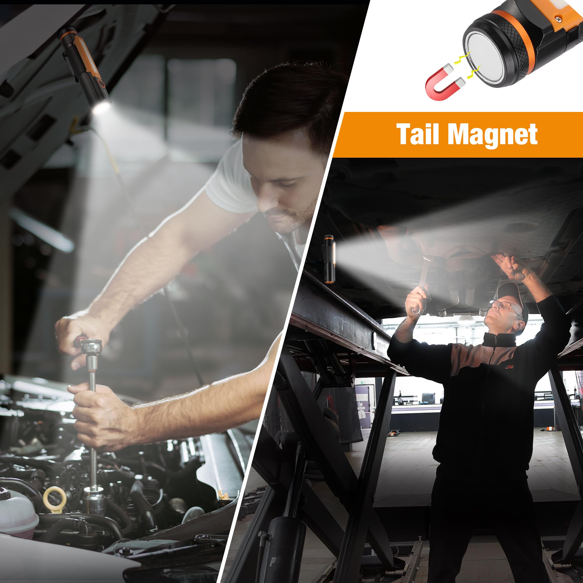 EverBrite Rechargeable LED Emergency Flashlight, 500 Lumens Pocket Flashlight, USB-C Cable, 7 Modes Handheld Flashlights with COB Sidelight, Magnetic Base, Pocket Clip, Light for Camping, Emergency - Image 5