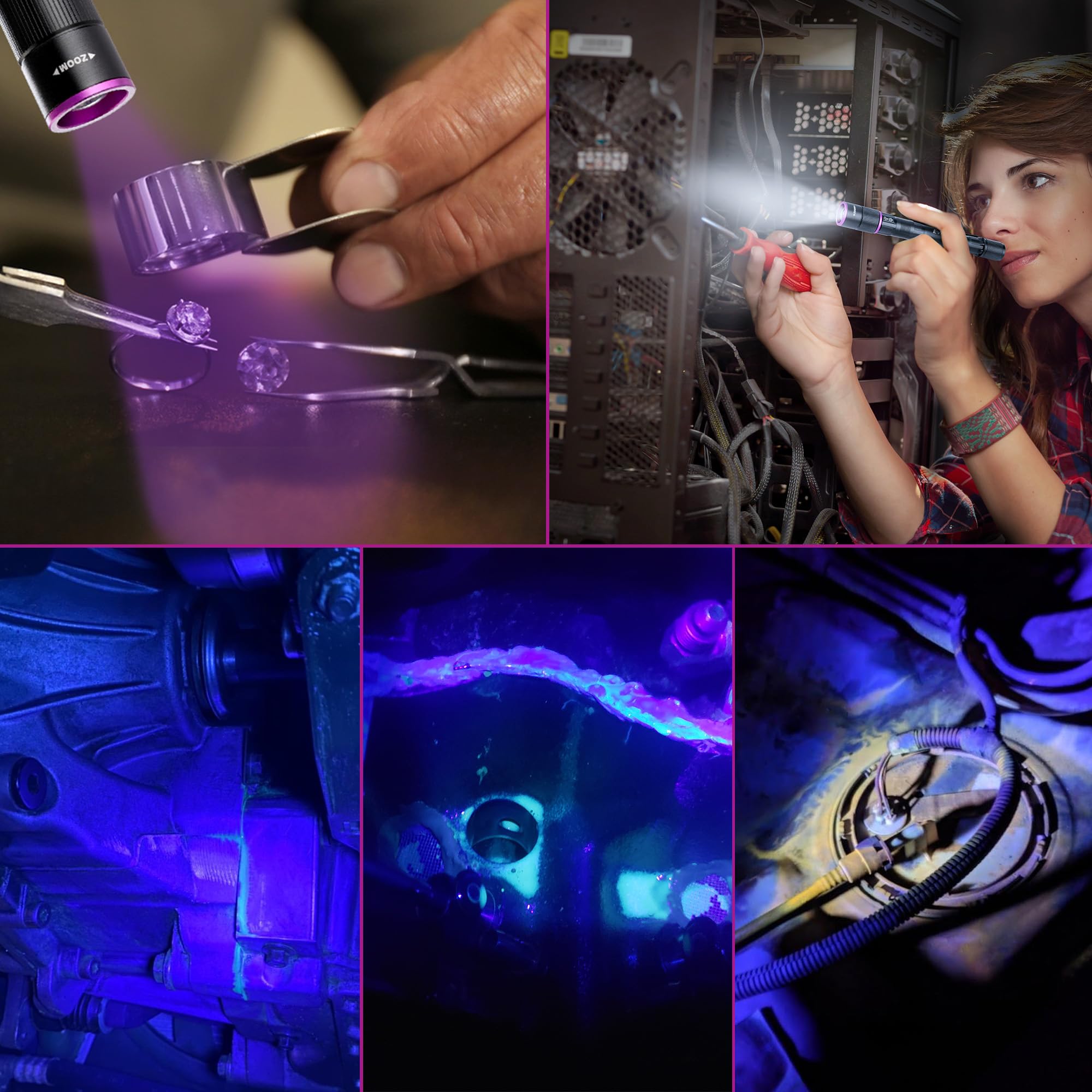 EverBrite Rechargeable Pen Flashlight with UV Light and White Light, 395nm Black Flashlight with Clip, Zoomable 4 Modes with Memory Function, USB C Cable, for Camping, Emergency, Pet Urine Detection - Image 8