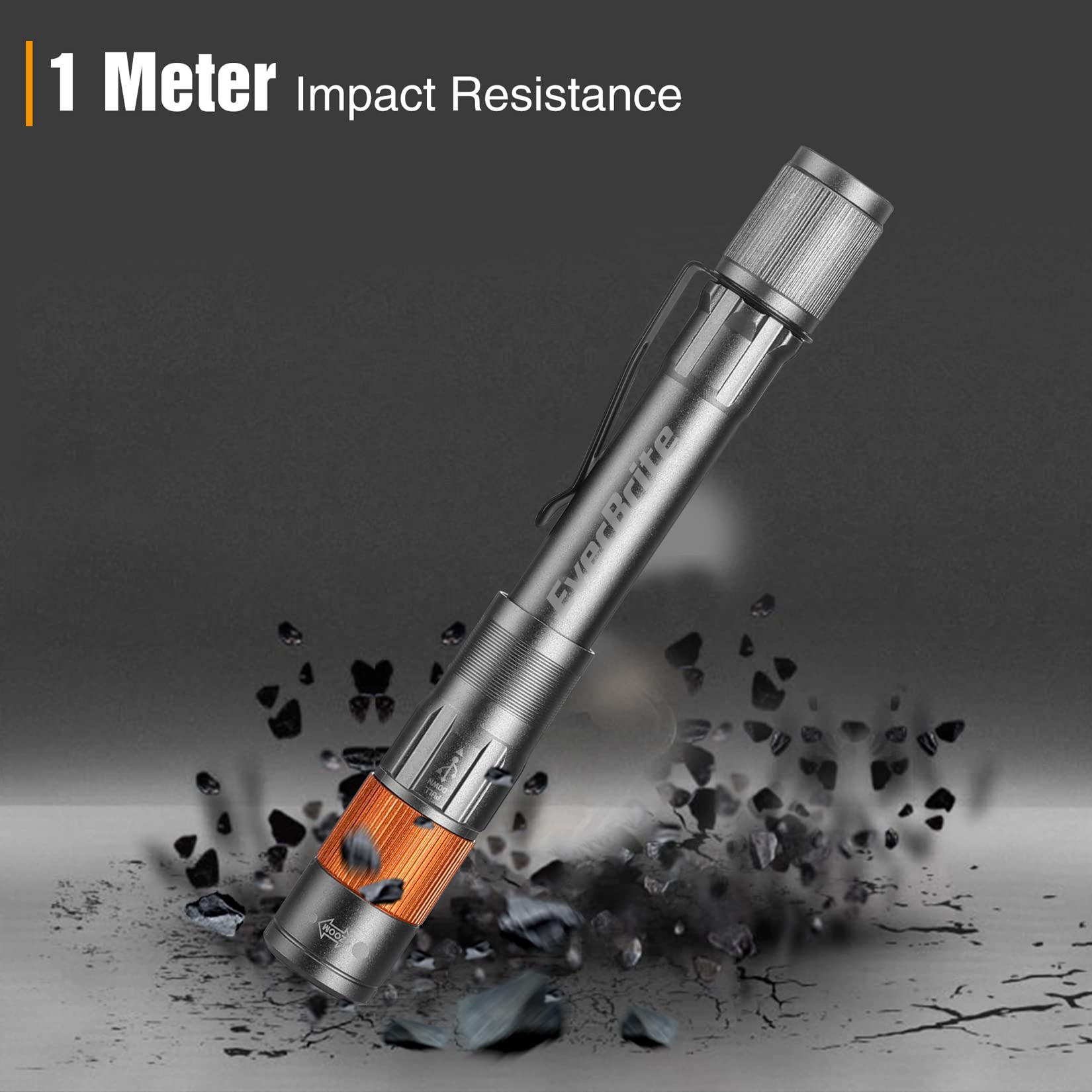 EverBrite Rechargeable Pen Light, 300 Lumens EDC Flashlight, Zoomable LED Pocket Flashlight with Clip, Memory Function and USB C Cable Included, for Camping, Emergency, Gray - Image 7