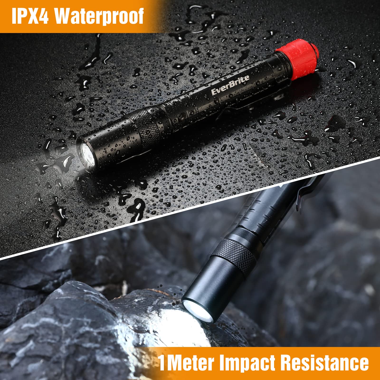 EverBrite Red Light Penlight Flashlight with 395nm UV Blacklight/White Light, Multi-Function LED Pocket Pen Light, AAA Batteries Included, for Night Vision, Pet Stain Detection, Camping, 2pack - Image 7