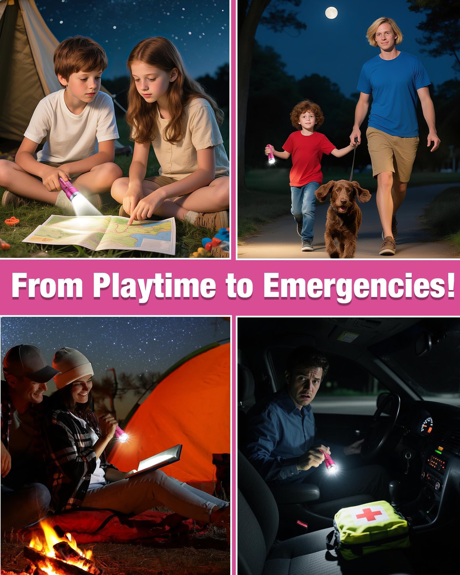 EverBrite Small Flashlight, Compact LED Flash Light with 3 Modes, 3 AAA Batteries Included, Water-Resistant Mini Flashlight for Home,Emergencies and Camping, Pink, 1 Pack - Image 3