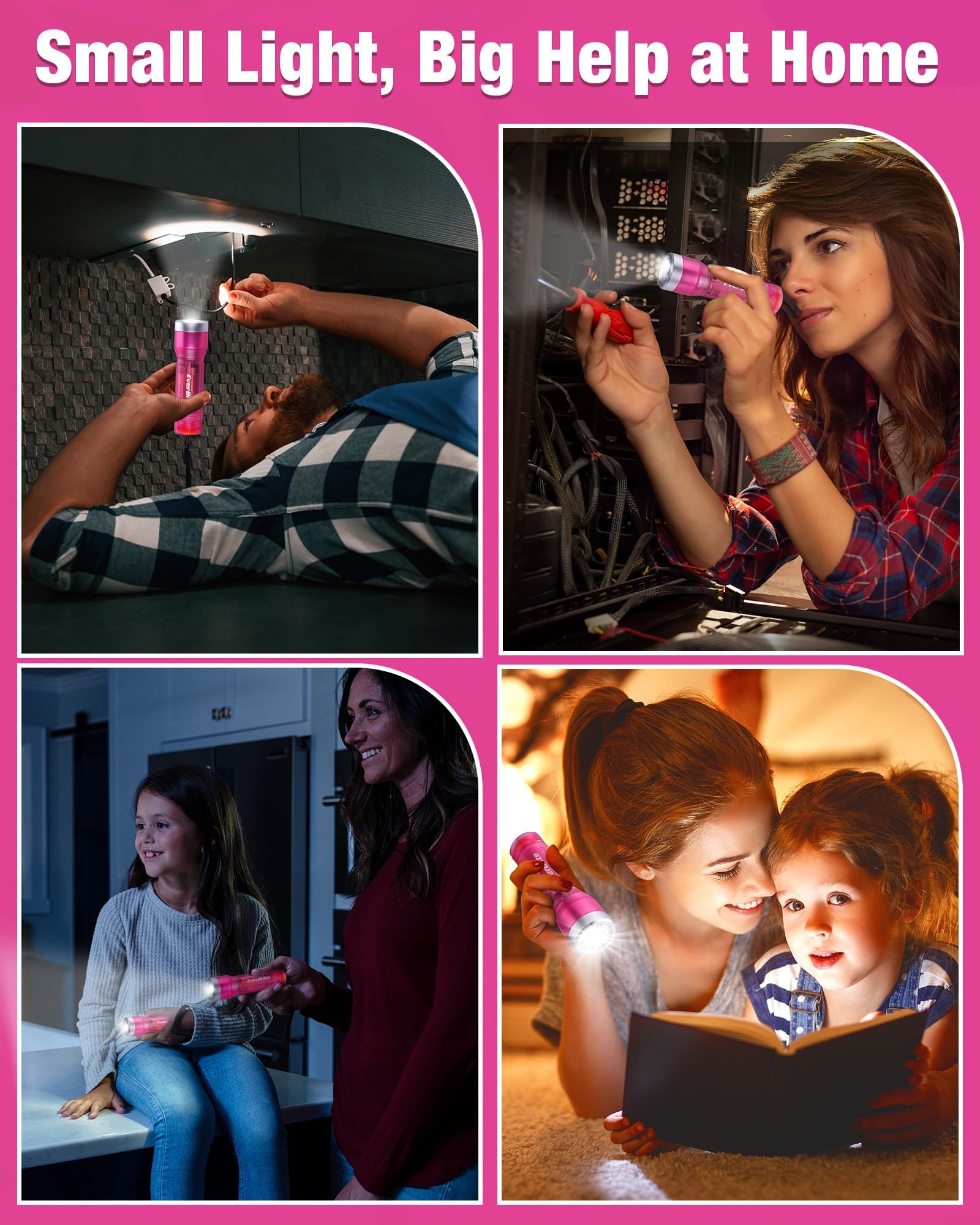 EverBrite Small Flashlight, Compact LED Flash Light with 3 Modes, 3 AAA Batteries Included, Water-Resistant Mini Flashlight for Home,Emergencies and Camping, Pink, 1 Pack - Image 6