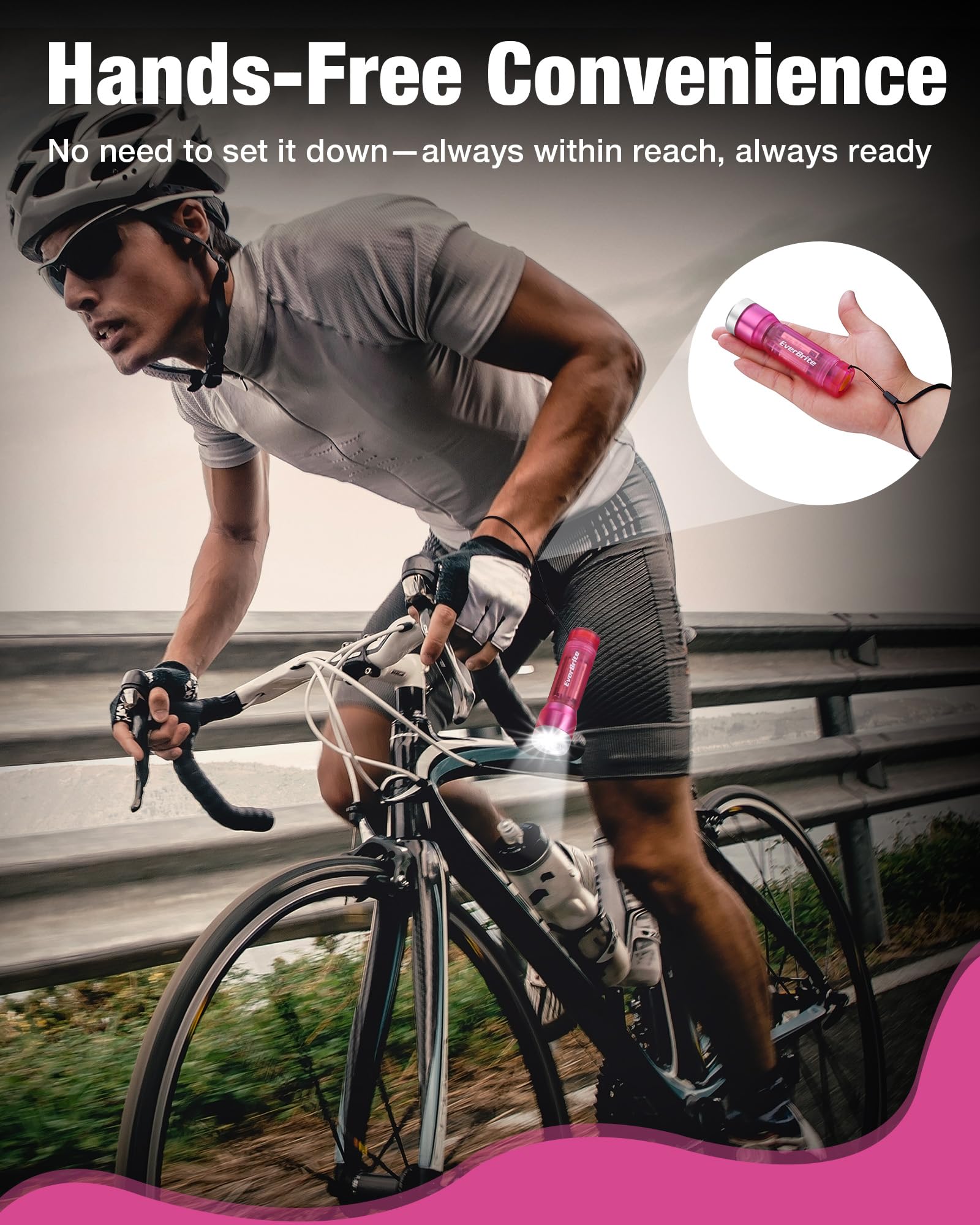 EverBrite Small Flashlight, Compact LED Flash Light with 3 Modes, 3 AAA Batteries Included, Water-Resistant Mini Flashlight for Home,Emergencies and Camping, Pink, 1 Pack - Image 7