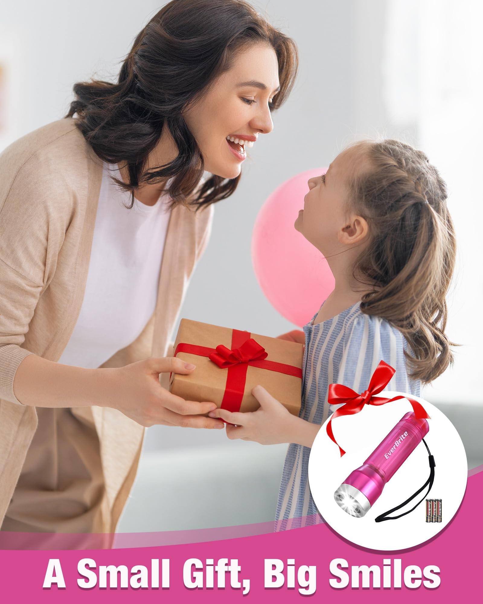 EverBrite Small Flashlight, Compact LED Flash Light with 3 Modes, 3 AAA Batteries Included, Water-Resistant Mini Flashlight for Home,Emergencies and Camping, Pink, 1 Pack - Image 9