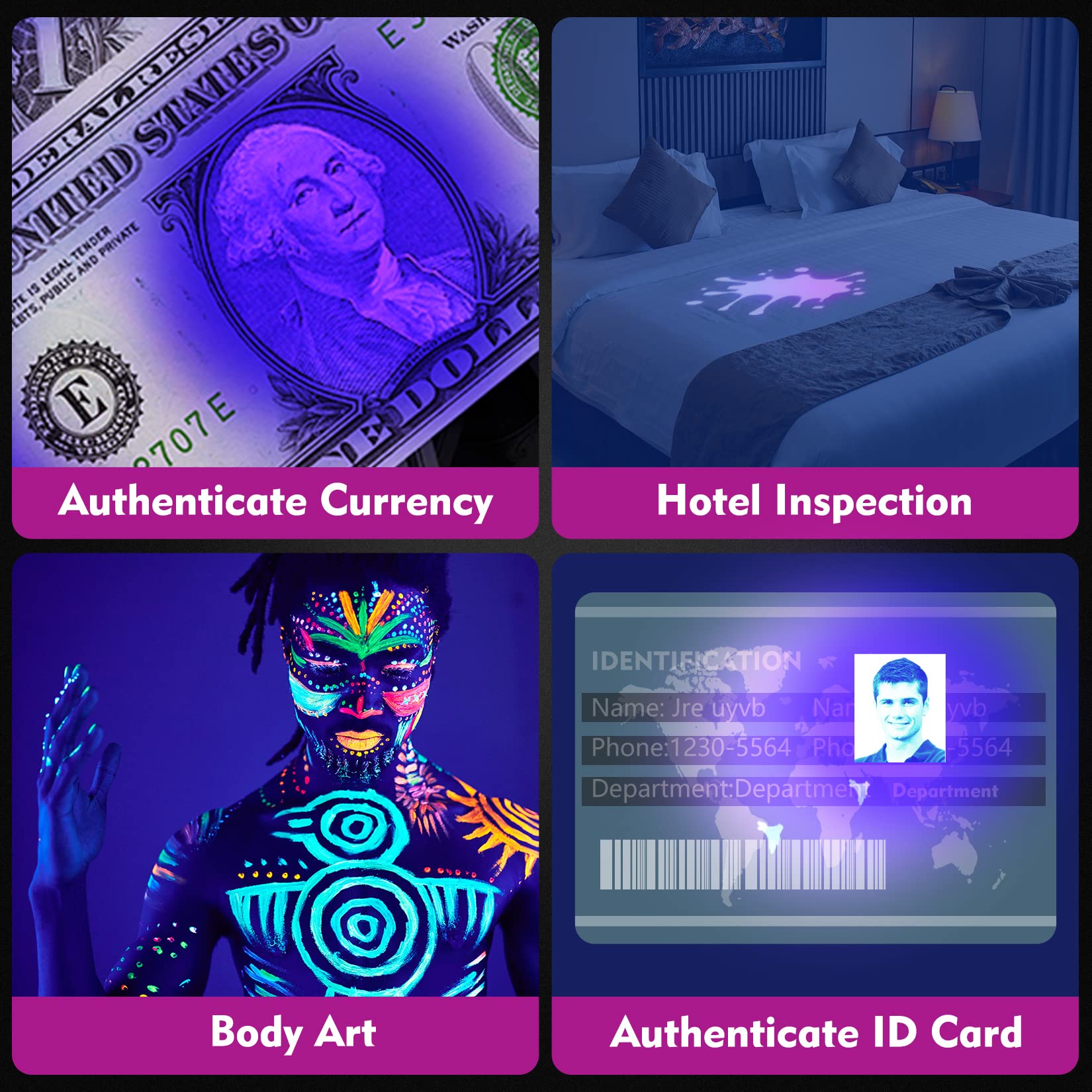 EverBrite UV Flashlight, 100 LED Blacklight Flashlights, 395nm Black Light Flashlight for Pet Urine Detection, Scorpions, Dry Stains, Bed Bug (Batteries Included) - Image 7